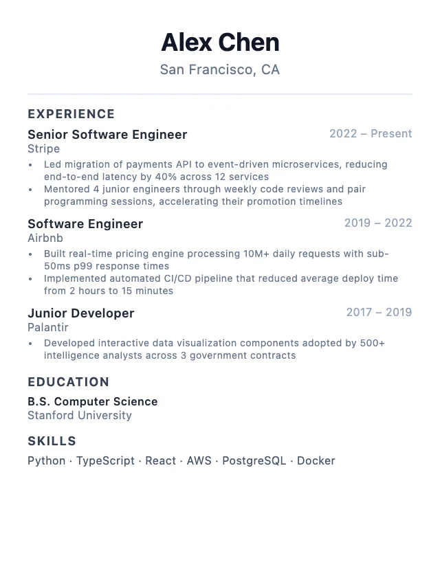 Software Engineer resume example